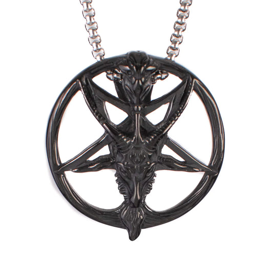 Schwarze Kette OCCULT PENDANT Black mit Baphometdesign von Poizen Industries