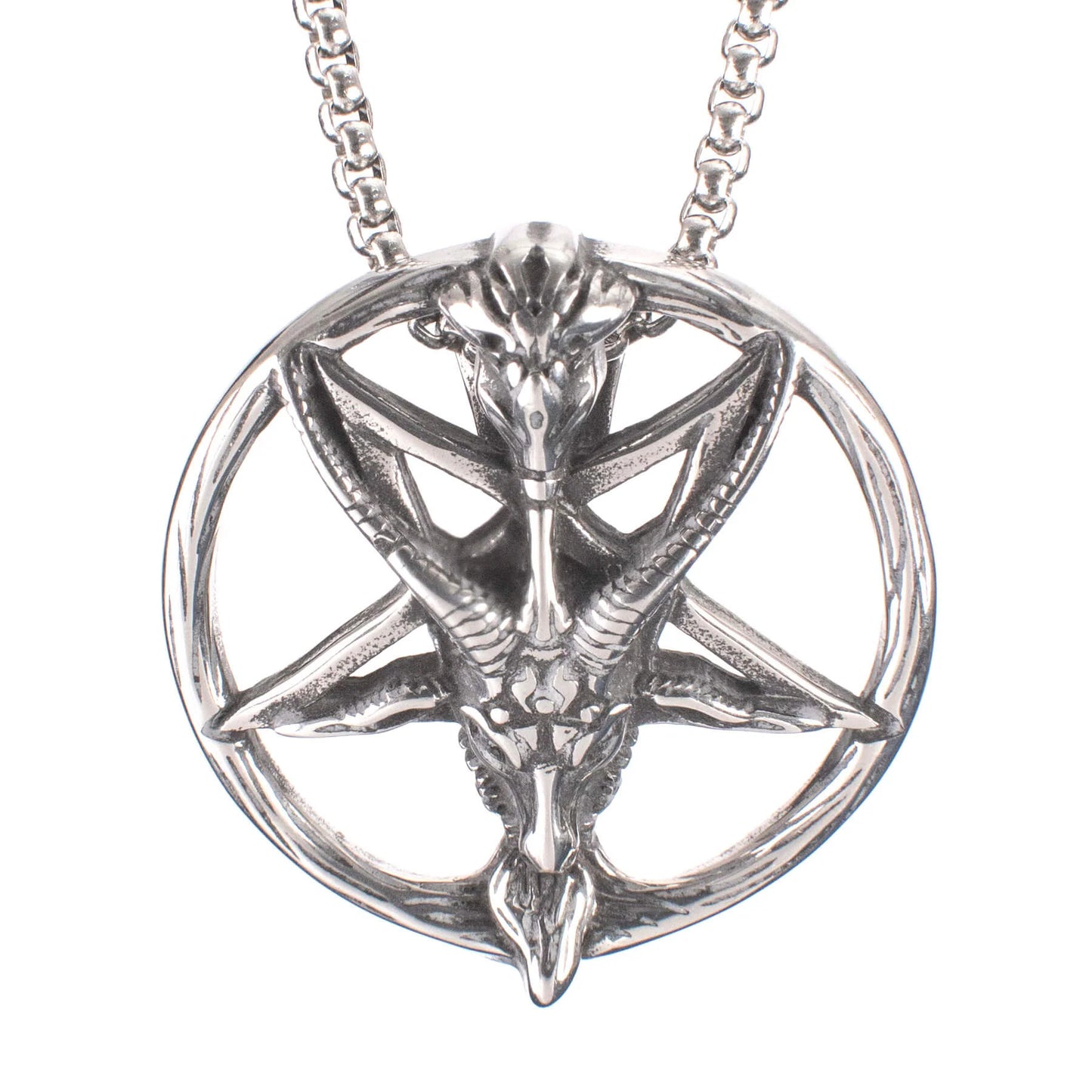 Silberne Kette OCCULT PENDANT Silver mit Baphometdesign von Poizen Industries
