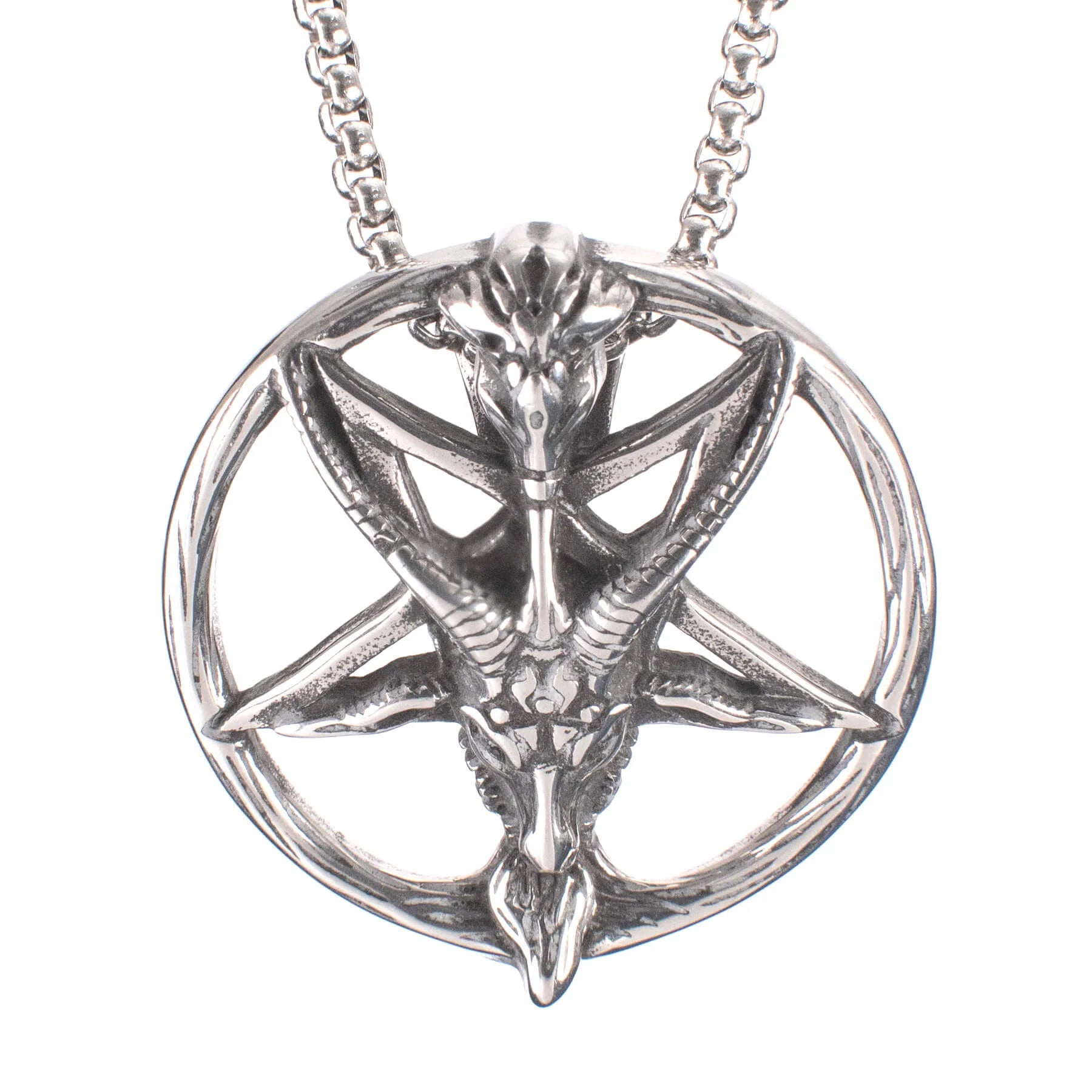 Silberne Kette OCCULT PENDANT Silver mit Baphometdesign von Poizen Industries