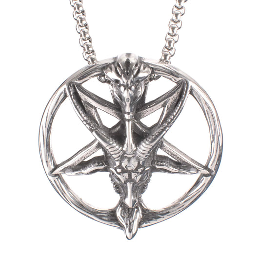 Silberne Kette OCCULT PENDANT Silver mit Baphometdesign von Poizen Industries