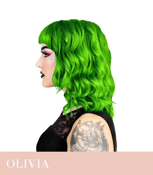 Farbbeispiel UV OLIVIA GREEN Haartönung Herman's Amazing