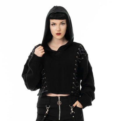Schwarze Kapuzenjacke BASILICA HOOD mit Zierschnürung von Vixxsin