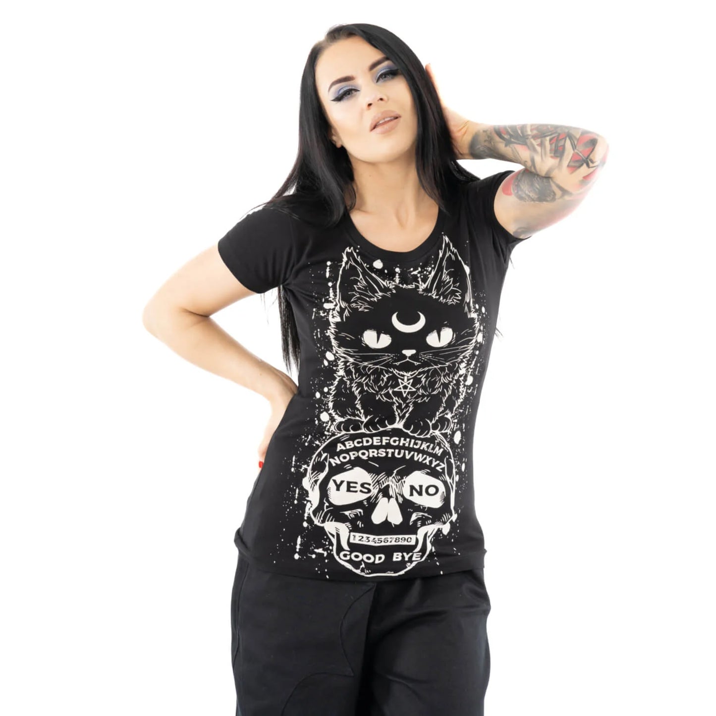 OUIJA CAT T SHIRT BLACK