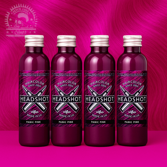 Vier semi-permanente Haartönungen 4er-Sparset PANIC PINK in dem Farbton Neonpink von Headshot
