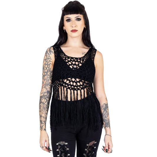 PIPER FRINGE VEST BLACK