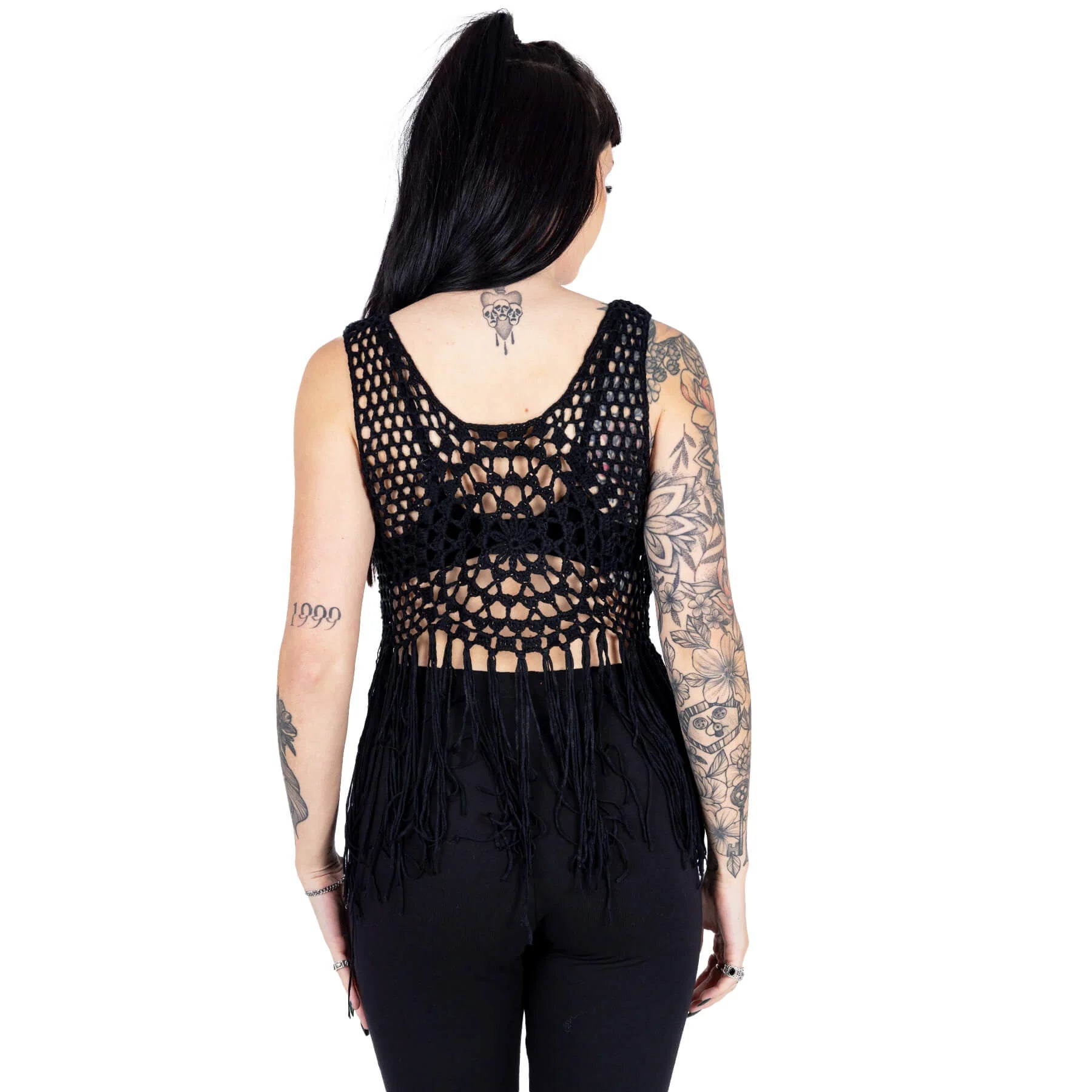 PIPER FRINGE VEST BLACK