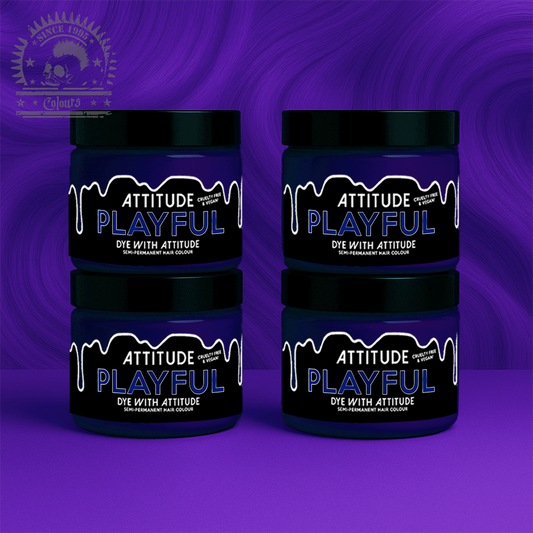 Vier semi-permanente Haartönungen 4er-Sparset PLAYFUL BRIGHT PURPLE in dem Farbton Lila von Attitude
