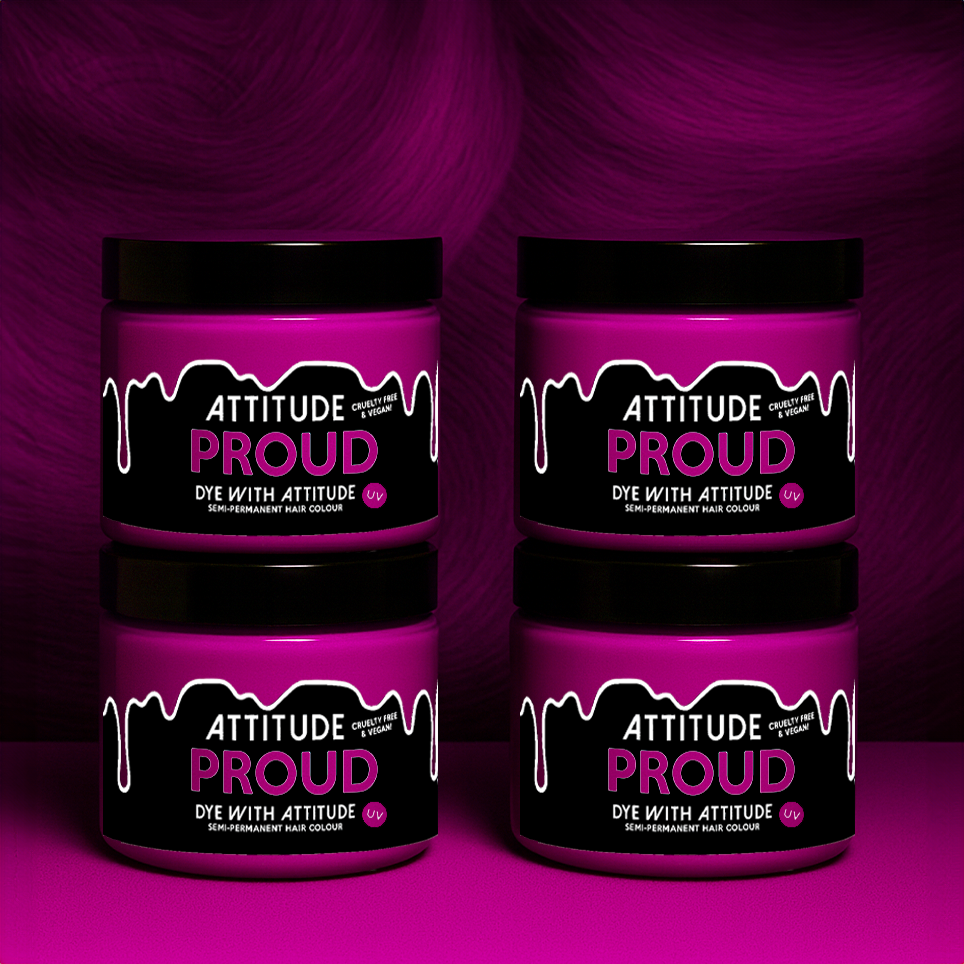 Vier semi-permanente Haartönungen 4er-Sparset PROUD BRIGHT PINK in dem Farbton Pink von Attitude