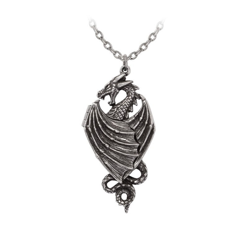 Silberfarbenes Medallion Racla Dragonistii Kette in Form eines Drachen von Alchemy