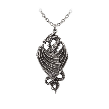 Silberfarbenes Medallion Racla Dragonistii Kette in Form eines Drachen von Alchemy