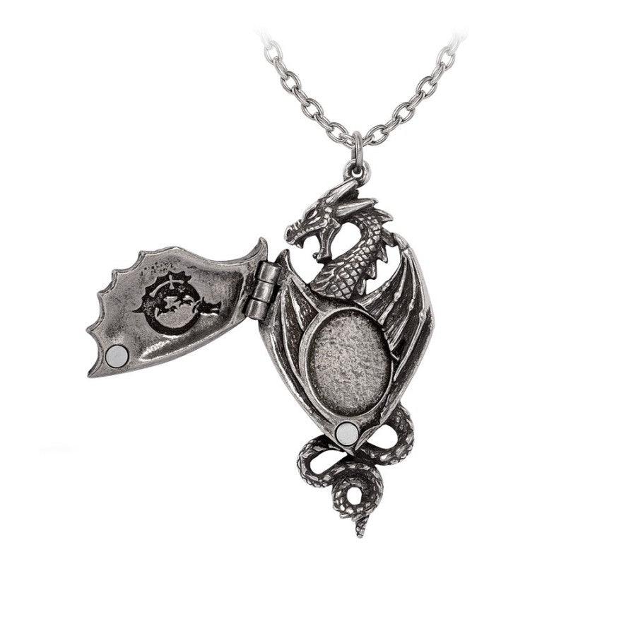 Silberfarbenes Medallion Racla Dragonistii Kette in Form eines Drachen von Alchemy
