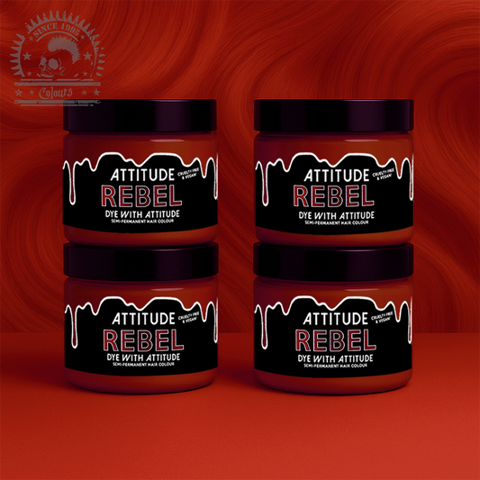 Vier semi-permanente Haartönungen 4er-Sparset REBEL BRIGHT RED in dem Farbton Hellrot von Attitude
