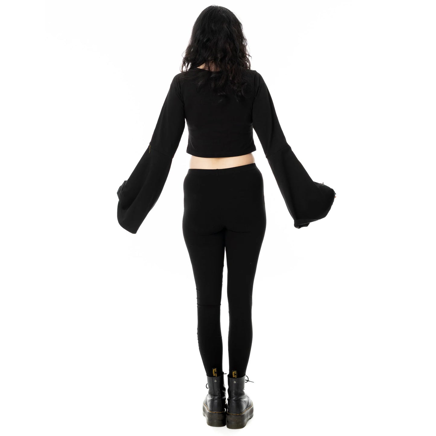 Schwarze Leggings REVEL LEGGINGS mit Meshelementen und Ziernieten von Vixxsin