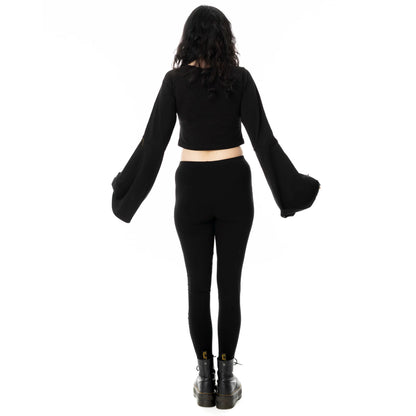 Schwarze Leggings REVEL LEGGINGS mit Meshelementen und Ziernieten von Vixxsin