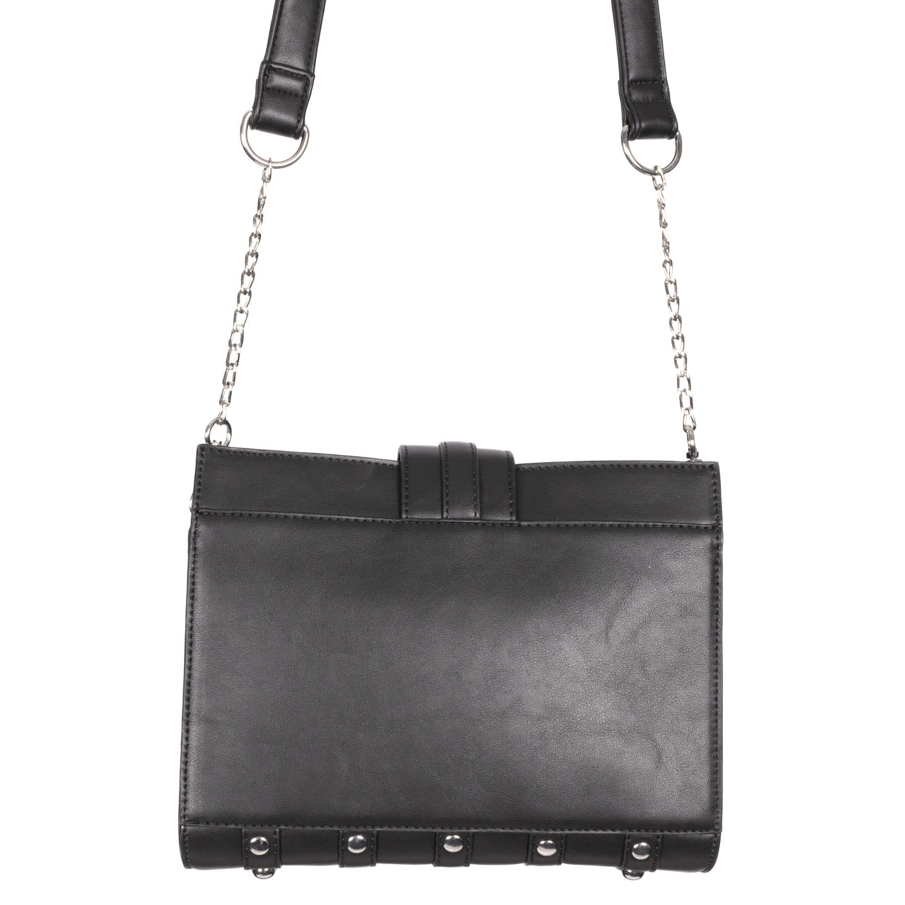 Schwarze Umhängetasche RITUAL BAG mit Pentagram an der Vorderseite von Poizen Industries