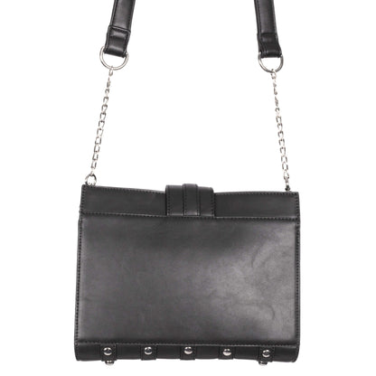 Schwarze Umhängetasche RITUAL BAG mit Pentagram an der Vorderseite von Poizen Industries