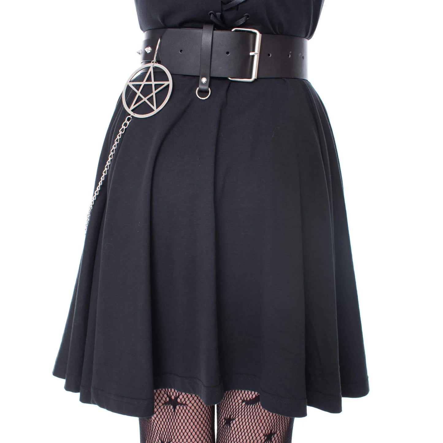 Schwarzer Gürtel SANCTUM BELT mit Ketten und Nieten von Heartless