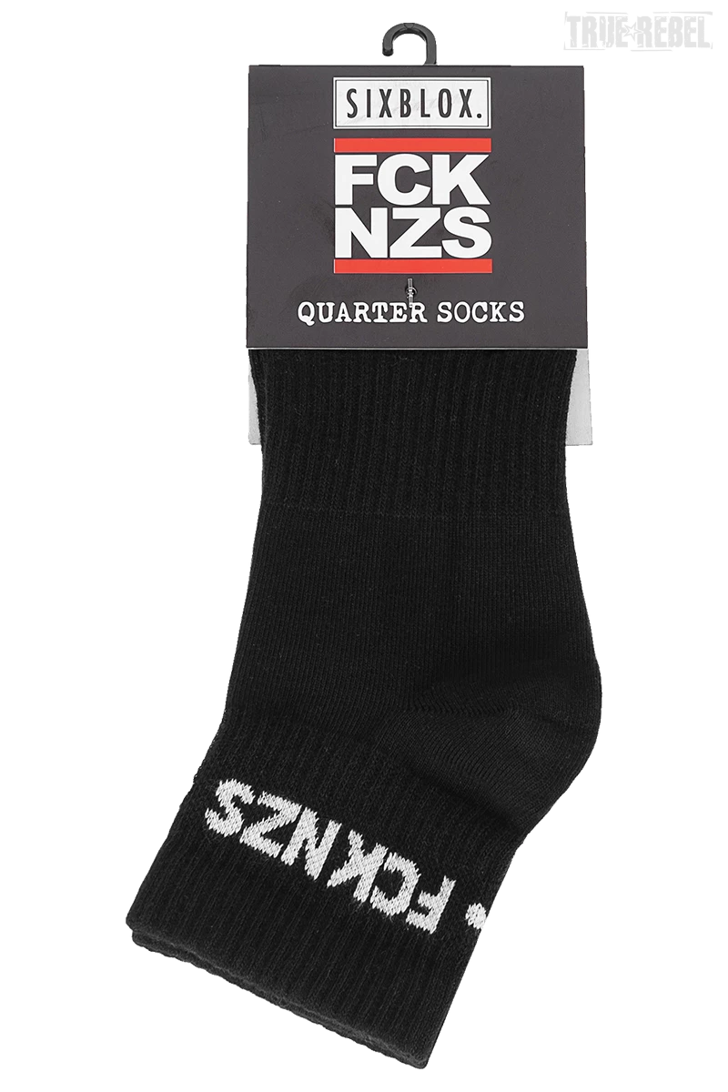 Quarter Socks FCK NZS Black True Rebel