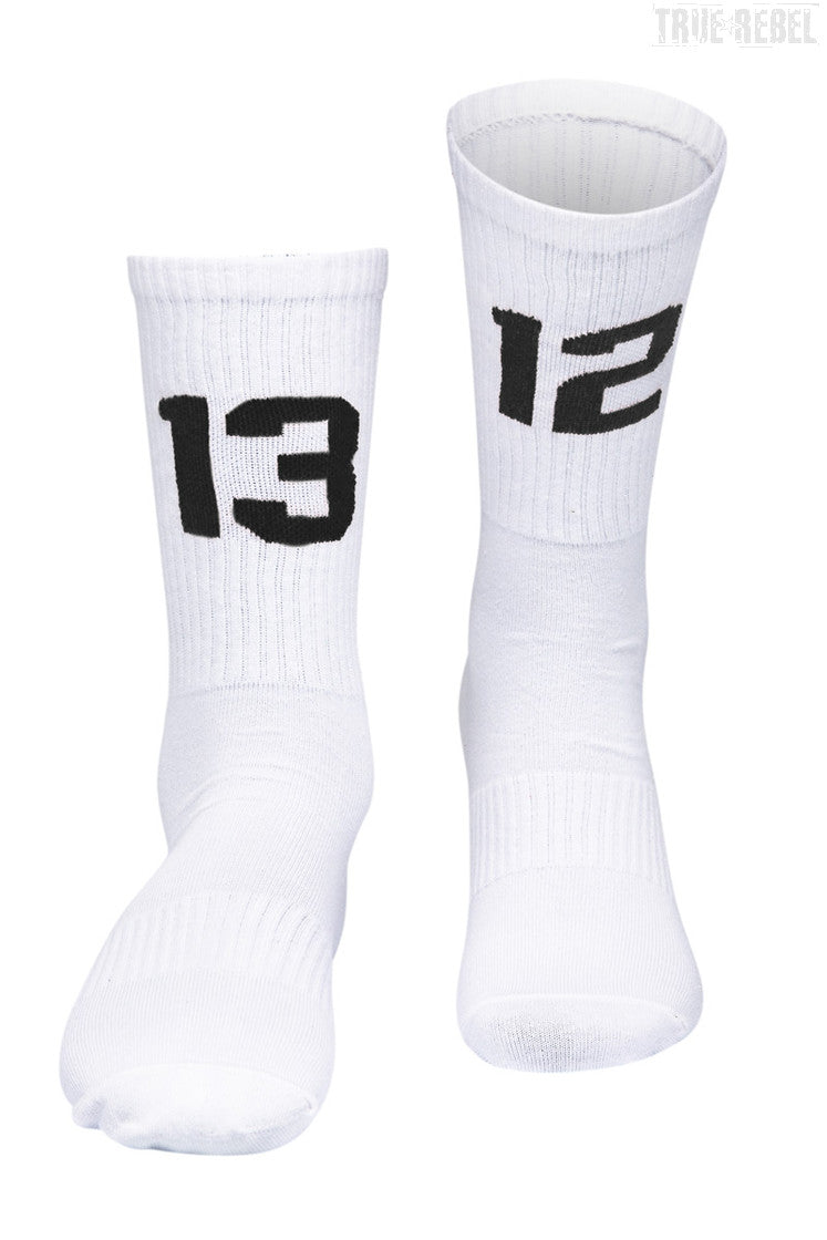 Weiße Socks 1312 White mit 1312 Schriftzug von Sixblox