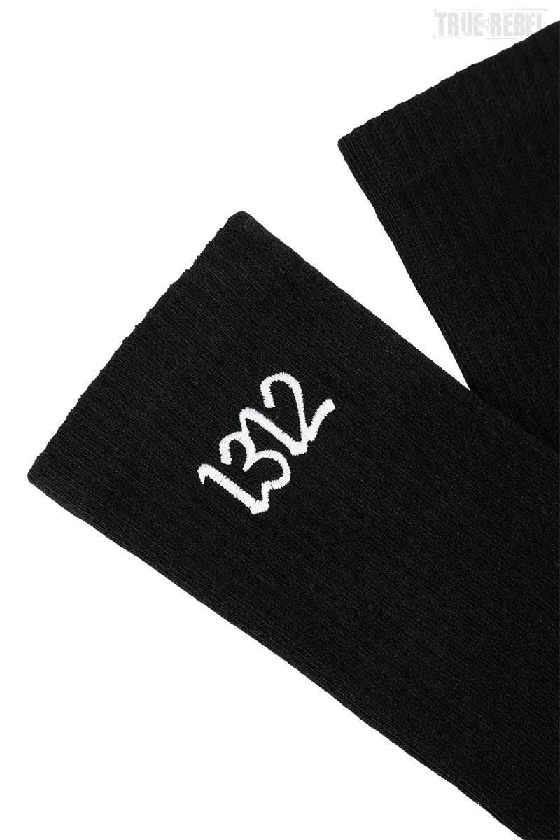 Schwarze Socks Embroidered 1312 Black mit gesticktem 1312 Schriftzug von Sixblox