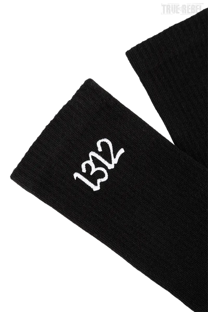 Schwarze Socks Embroidered 1312 Black mit gesticktem 1312 Schriftzug von Sixblox