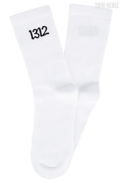 Weiße Socks Embroidered 1312 White mit gesticktem 1312 Schriftzug von Sixblox