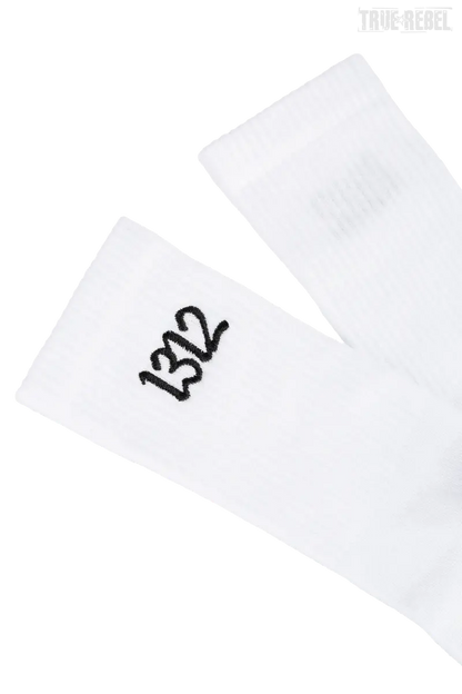 Weiße Socks Embroidered 1312 White mit gesticktem 1312 Schriftzug von Sixblox