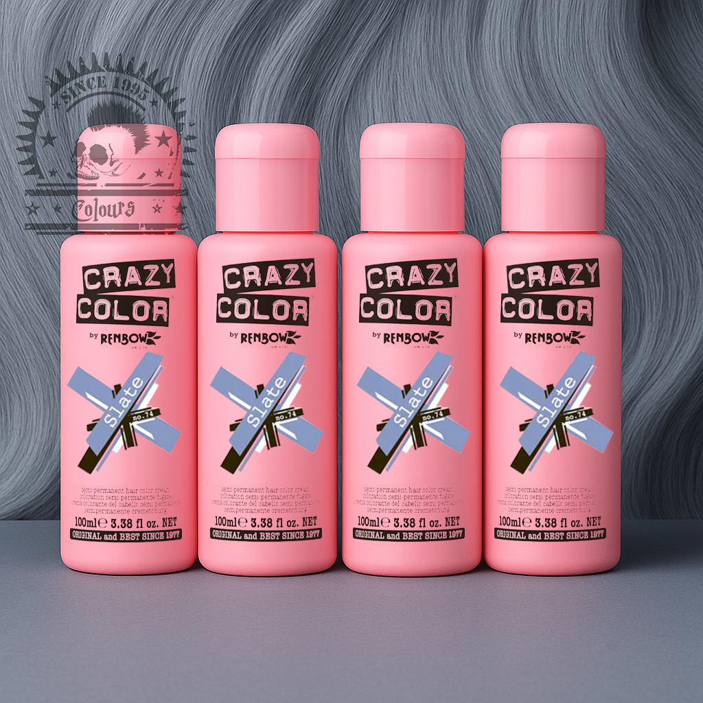 semi-permanente Haartönung 4er Box&nbsp;SLATE in dem Farbton Silbergrau von&nbsp;Crazy Color