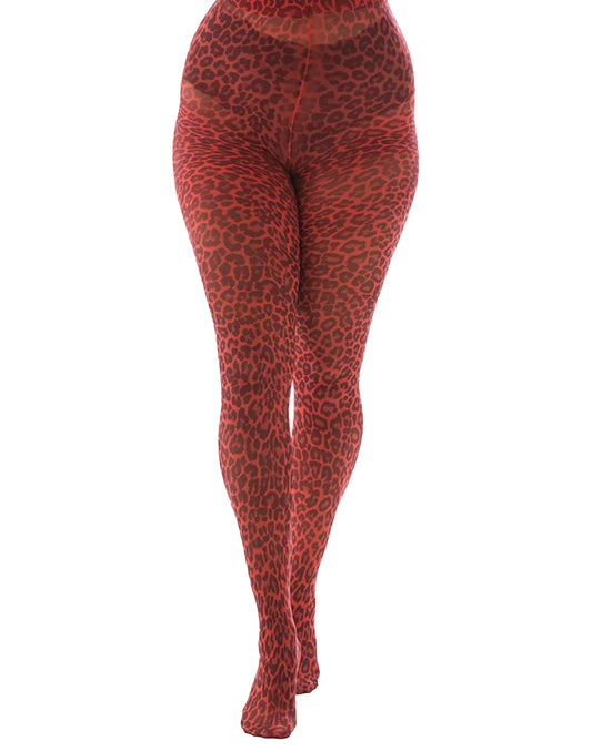 Orangene Nylonstrumpfhose Rust Leopard Tights mit Leopardenmuster von Pamela Mann