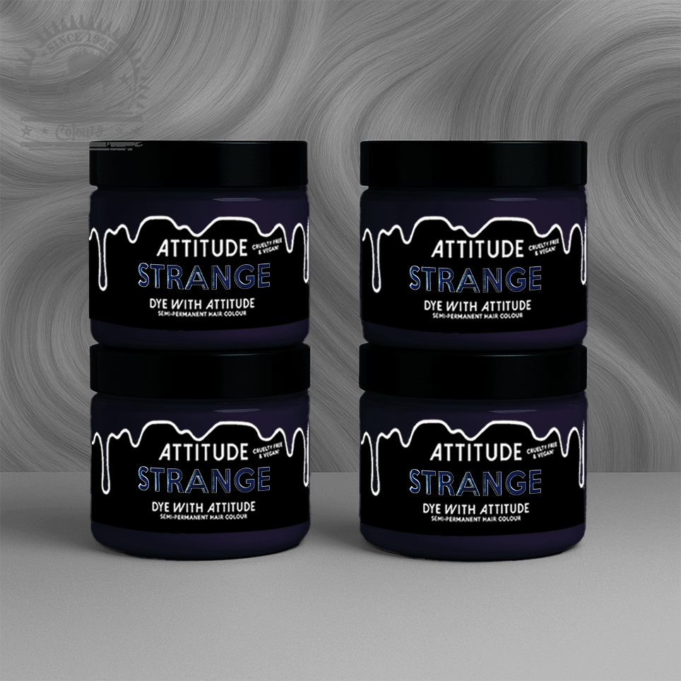 Vier semi-permanente Haartönungen 4er-Sparset STRANGE GREY in dem Farbton Silbergrau von Attitude