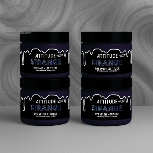 Vier semi-permanente Haartönungen 4er-Sparset STRANGE GREY in dem Farbton Silbergrau von Attitude