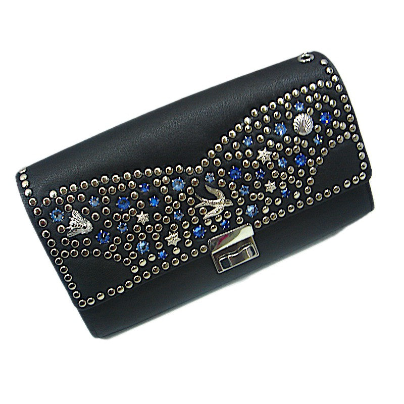 Schwarzes, großes Lederportemonnaie Kellnerbörse Classic Blau vom Strass-Depot