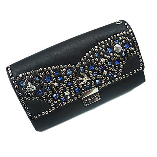 Schwarzes, großes Lederportemonnaie Kellnerbörse Classic Blau vom Strass-Depot