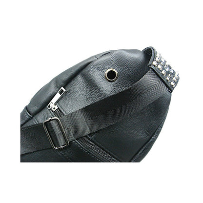 Schwarze Lederumhängetasche Crossbody Bag Paris Kristall vom Strass-Depot