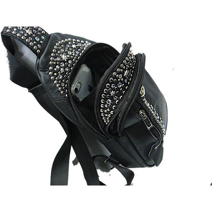 Schwarze Lederumhängetasche Crossbody Bag Paris Kristall vom Strass-Depot