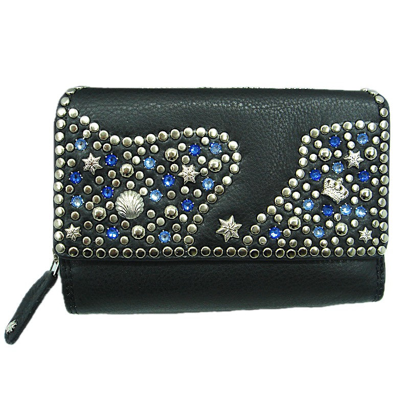 Schwarzes, großes Lederportemonnaie Geldbörse Großraum Diana/Zip Blau vom Strass-Depot