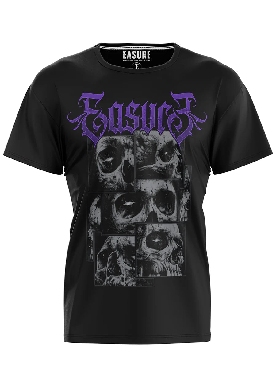 Schwarzes Oberteil THE STACK Shirt mit großem Schädelprint von Easure