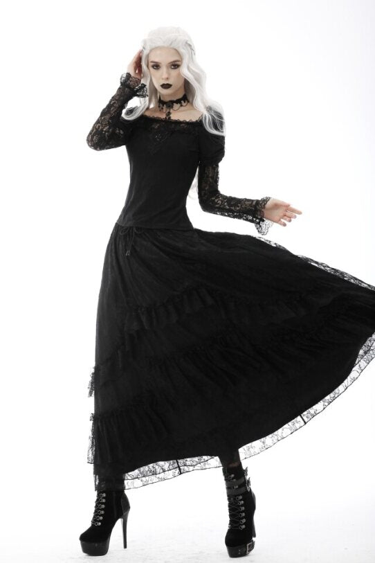 Schwarzer, langer Spitzenrock LACE LYRICS SKIRT von Dark In Love