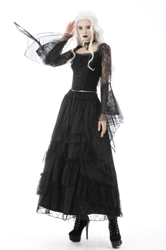 Schwarzer, langer Spitzenrock LACE LYRICS SKIRT von Dark In Love