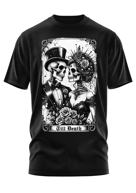 Schwarzes Oberteil TILL DEATH Shirt mit großem Skelettprint von Easure