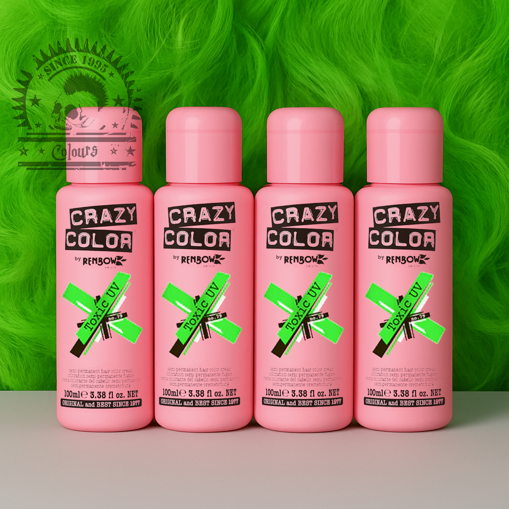 semi-permanente Haartönung 4er Box&nbsp;TOXIC UV in dem Farbton Neongrün von&nbsp;Crazy Color