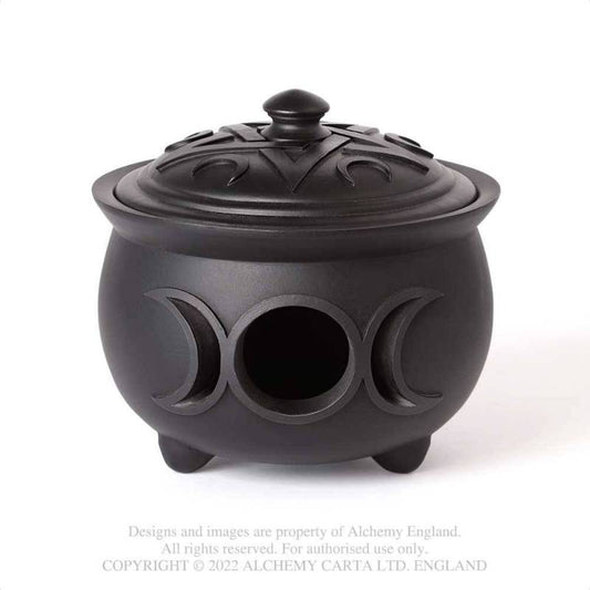 Schwarzer Deko-Kessel Triple Moon Cauldron Pot von Alchemy