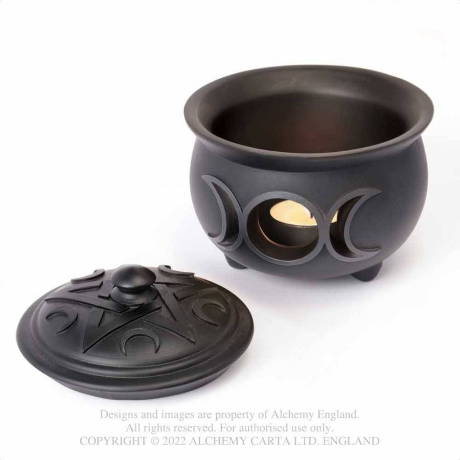 Schwarzer Deko-Kessel Triple Moon Cauldron Pot von Alchemy