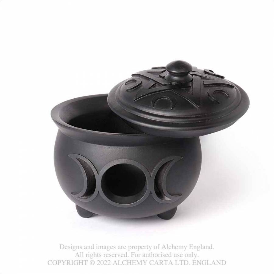 Schwarzer Deko-Kessel Triple Moon Cauldron Pot von Alchemy