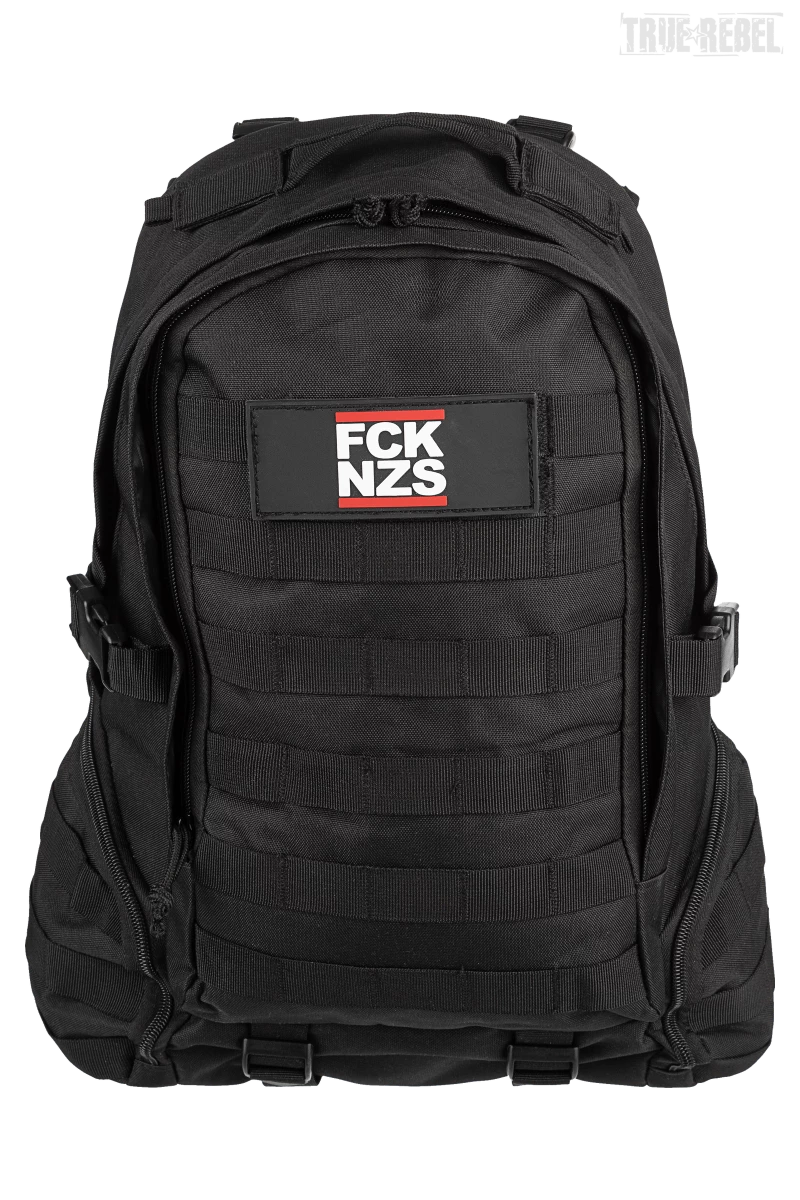 FCK NZS Rucksack mit drei Patches zum Wechseln und verschiedenen Taschen und Fächern von True Rebel