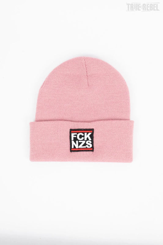 Rosafarbendes Beanie FCK NZS Dusty Pink mit FCK NZS Schriftzug von True Rebel