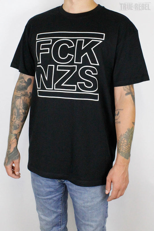 Schwarzes Shirt FCK NZS T-Shirt Outline Black von True Rebel