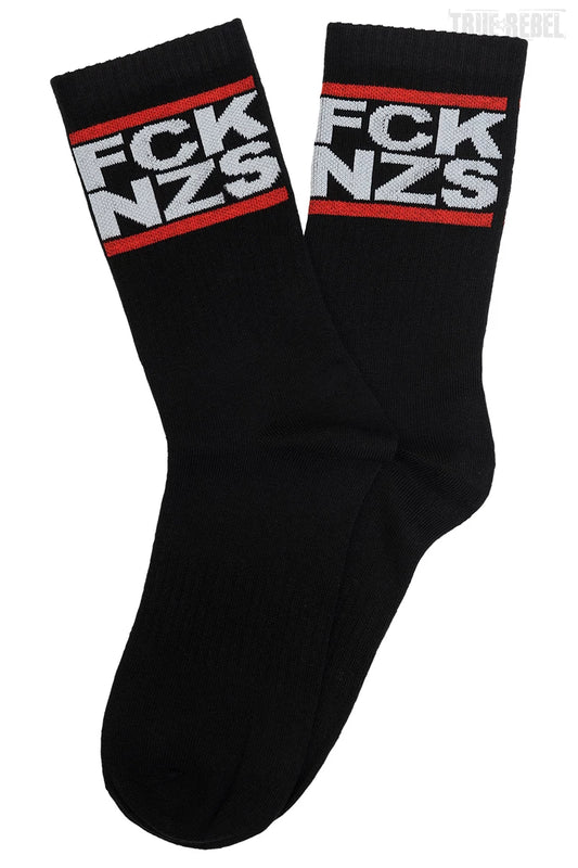 Schwarze Socks Classic Black mit klassischem  FCK NZS Logo von True Rebel