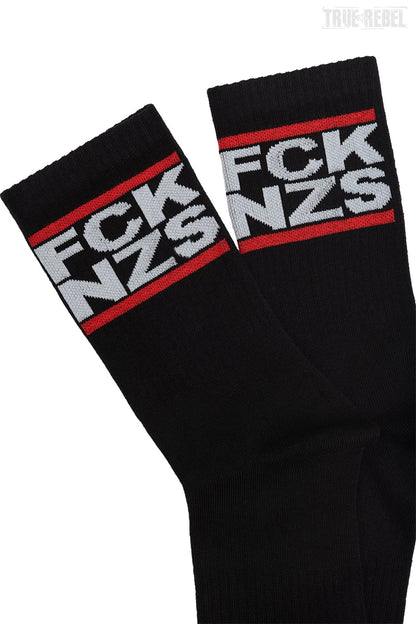 Schwarze Socks Classic Black mit klassischem  FCK NZS Logo von True Rebel