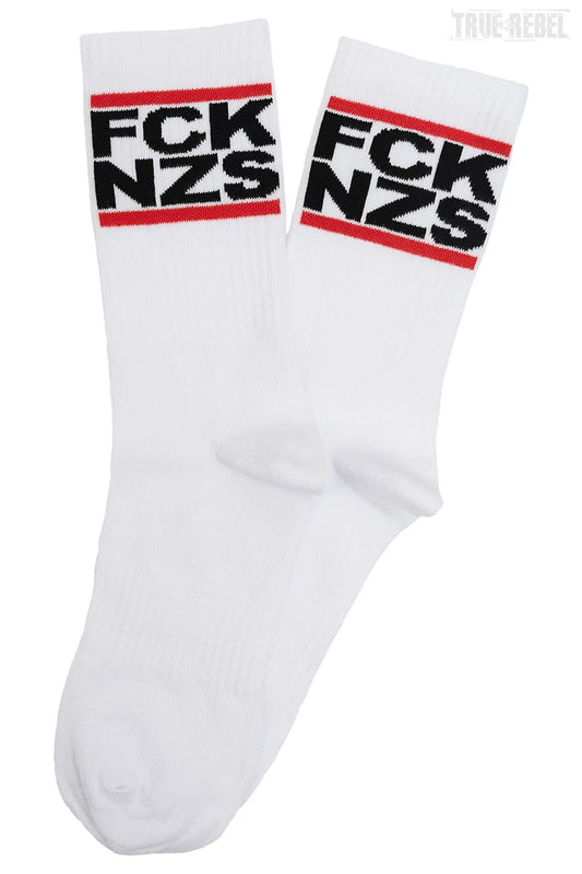Weiße Socks Classic White mit klassischem FCK NZS Logo von True Rebel